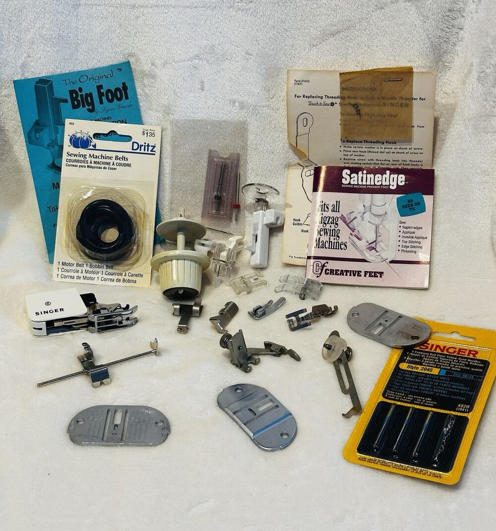 Lot Of Vintage Singer Sewing Machine Parts, Needles Even-Feed Walking Foot #6
